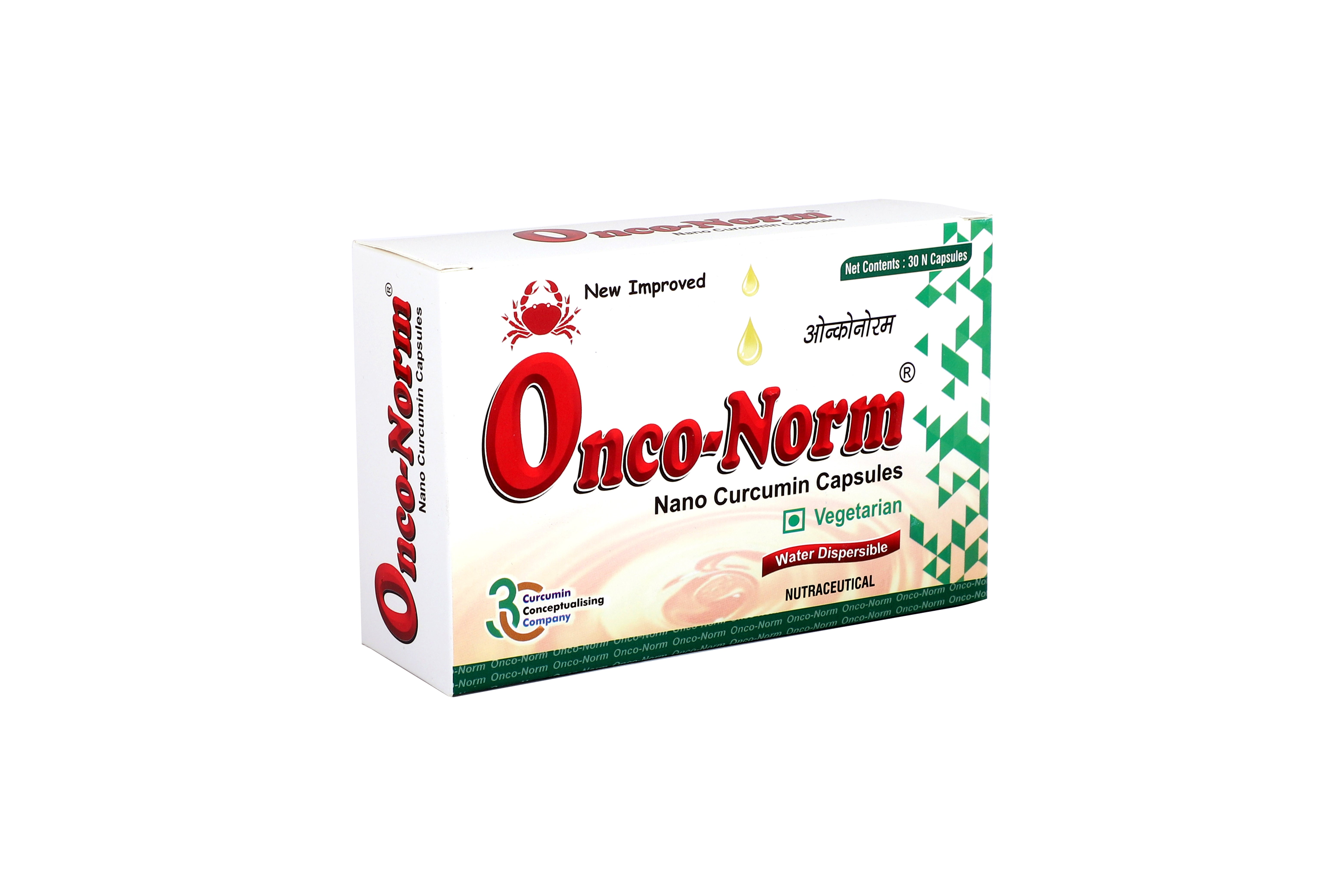 Onco-Norm: Cancer Care Capsules with Nano Curcumin, 600 mg - 100% Water Soluble (30 Capsules)
