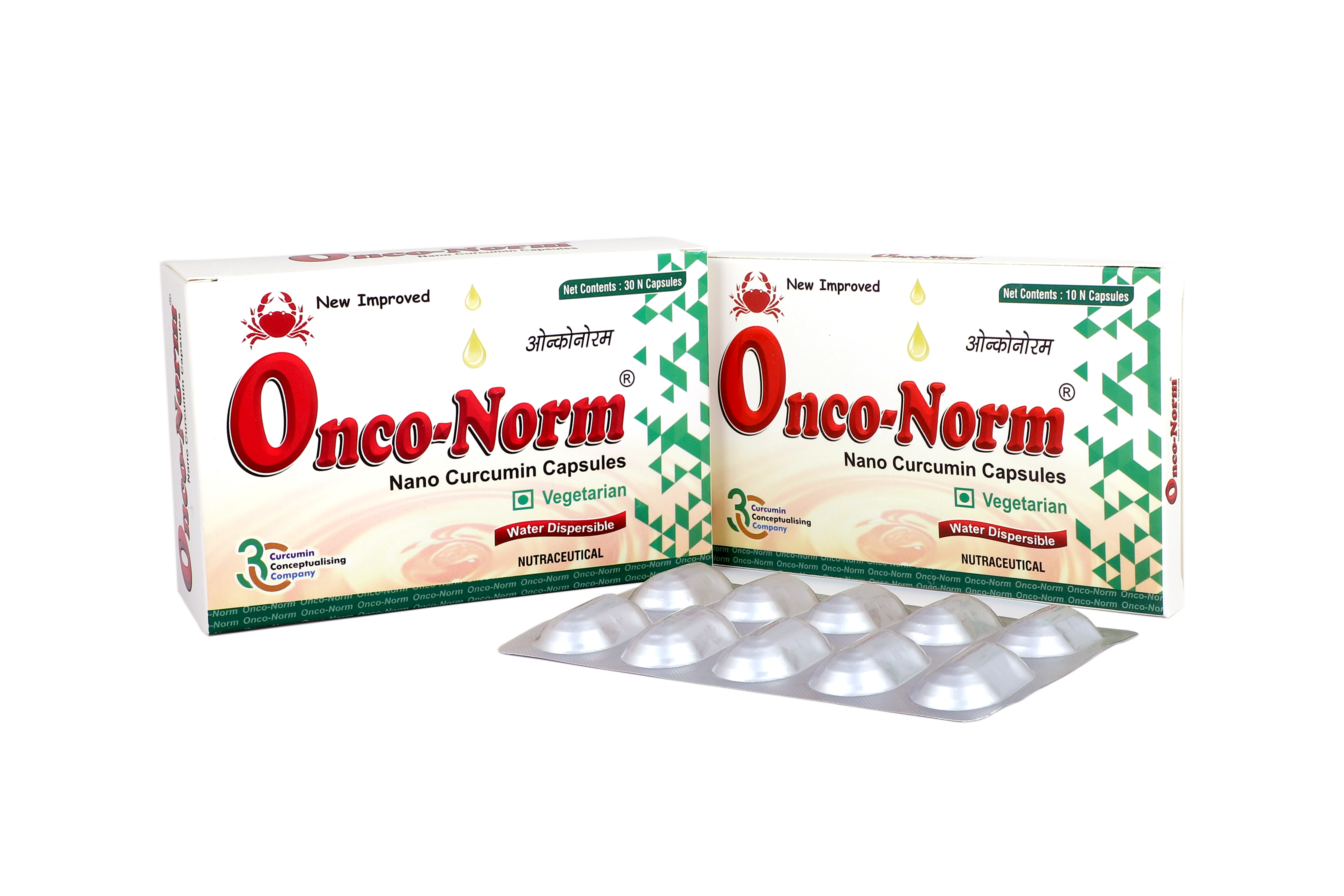 Onco-Norm: Cancer Care Capsules with Nano Curcumin, 600 mg - 100% Water Soluble (30 Capsules)
